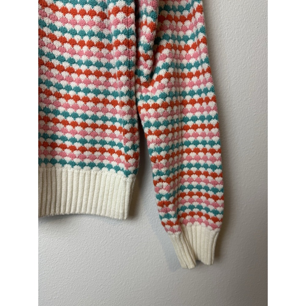 Melrose‎ And Market Knit Designed  Blue Orange Long Sleeve Pullover Sweater Med - Picture 2 of 7
